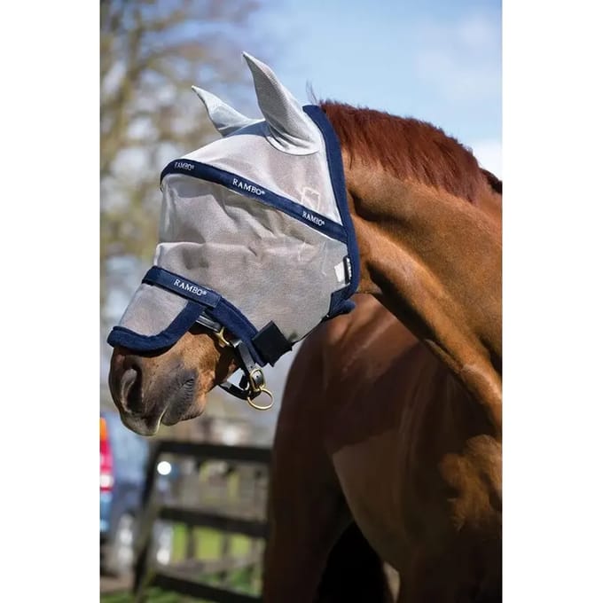 Horseware Vliegenmasker Horseware Rambo Plus Zilver-blauw - SHETLANDER
