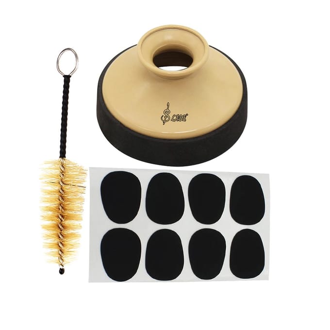 3-in-1 Saxofoon Sax Accessoires Kit Inclusief Sax Mute Silencer + Mondstukborstel + Mondstuk beige
