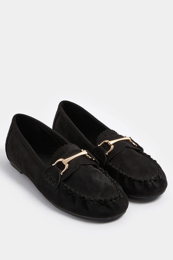 Yours Zwarte Loafers Van Imitatiesuède In Brede Epasvormsize 42EEE