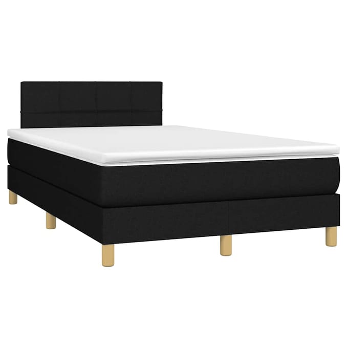 vidaXL - Boxspring - met - matras - en - LED - stof - zwart - 120x200 - cm