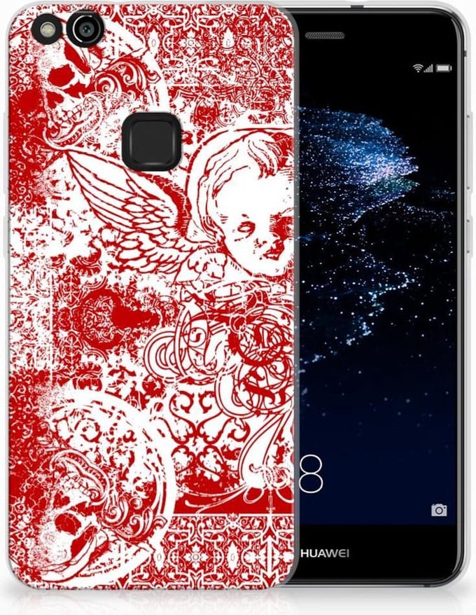 Silicone Back Case Huawei P10 Lite Angel Skull Rood