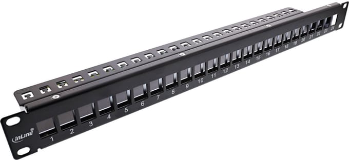 InLine® patchpaneel 24-voudig, Keystone leeg patchpaneel, 19, 1U, zwart