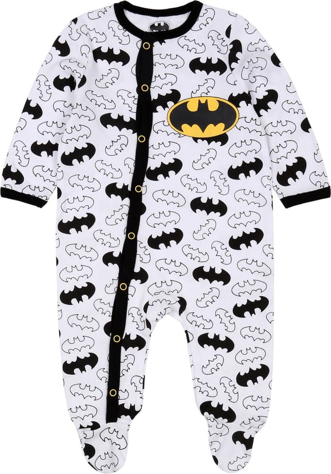 BATMAN wit met zwarte baby romper/spacifier