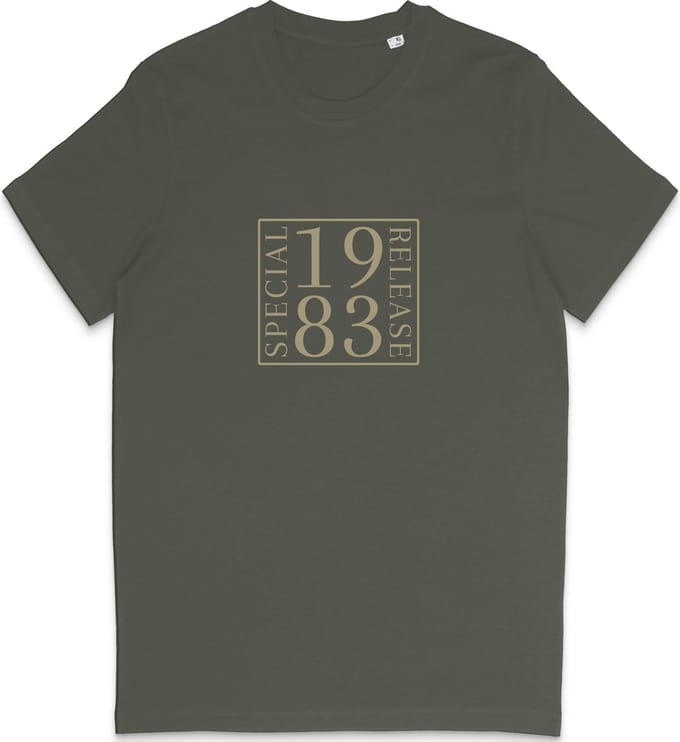 1983 Geboortejaar T Shirt Heren Dames - Khaki - Maat M