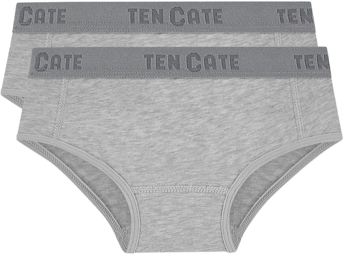 Ten Cate Basics organic cotton stretch hipster grey melange 2 pack voor Meisjes | Maat 98/104