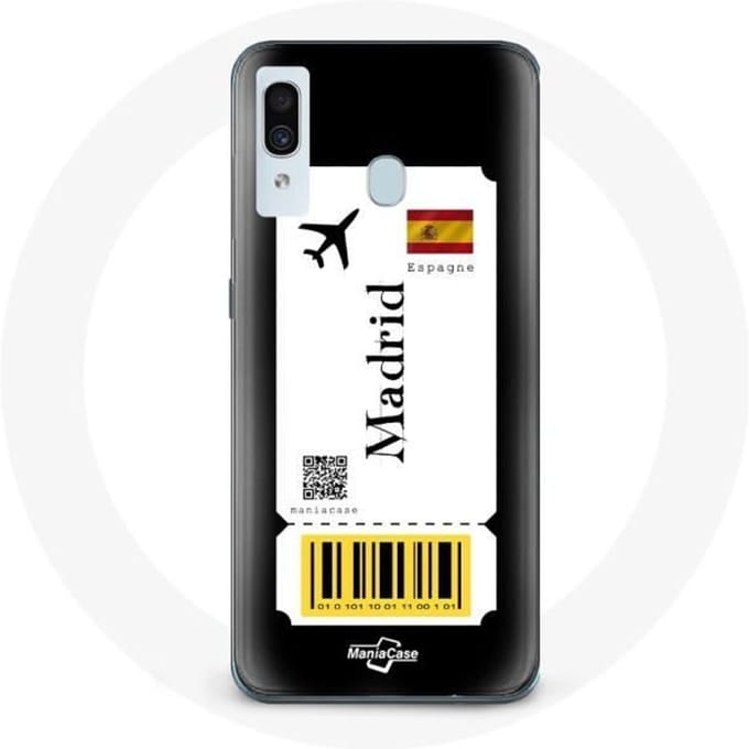 Coque pour Samsung Galaxy A30 Billet d'avion Madrid Espagne