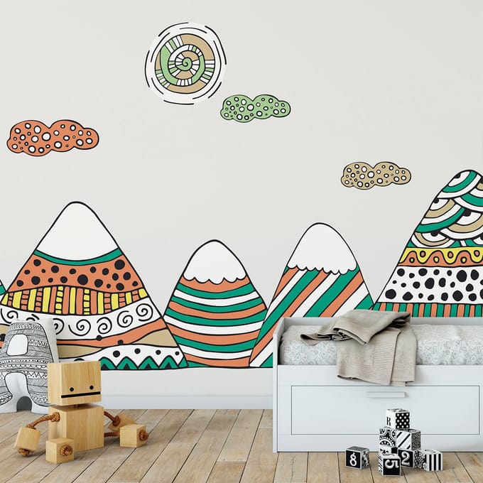 Kinderstickers van Scandinavische bergen, Achika, 100 x 150 cm