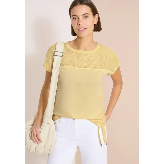 Shirt met boothals en mesh inzet