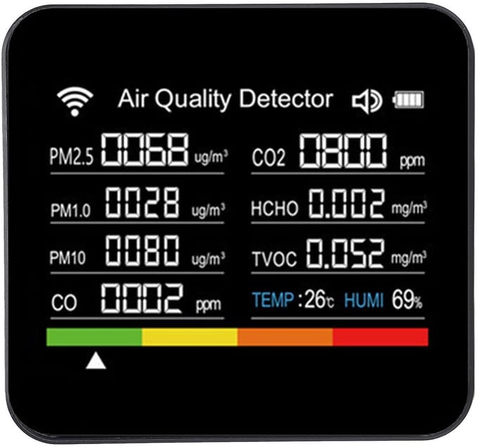 Slimme Luchtmeter - Luchtkwaliteit Sensor - Binnenhuis Meten - 14 Functies WiFi - TFT Scherm
