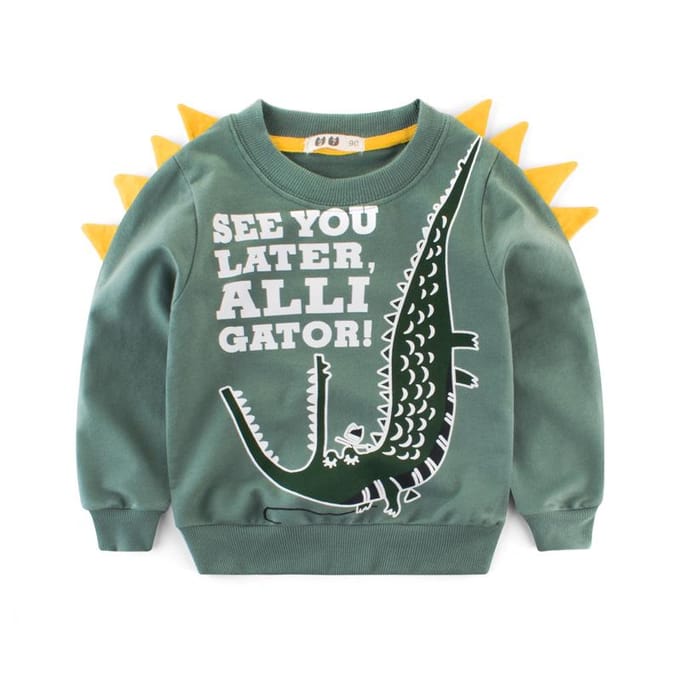 Jongen herfst mode trui mouw dinosaurus kinderkleding casual kleding 130cm gray