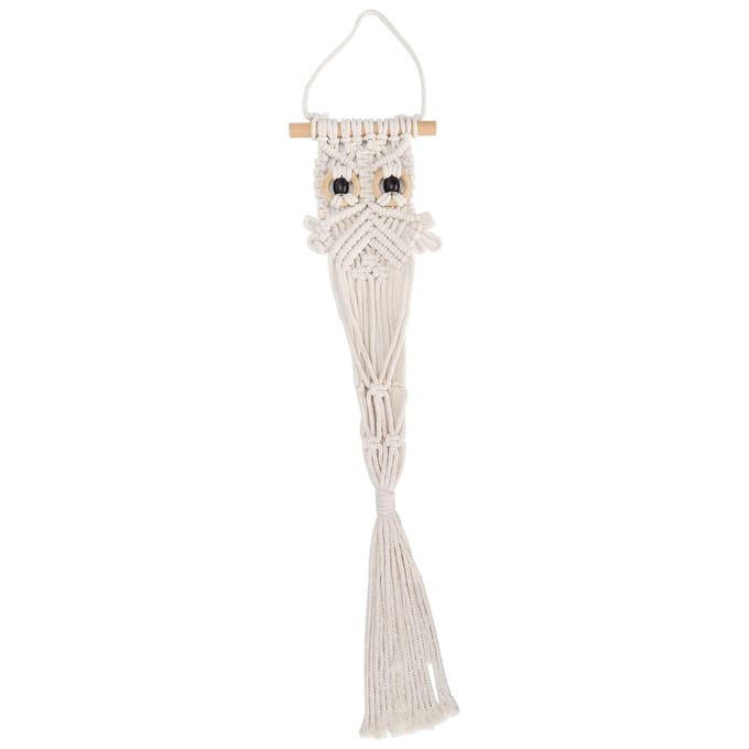 Handgemaakte Uil Macramé Wanddecoratie Katoen Gedroogde Bloem Zakje Set Huisdecoratie white