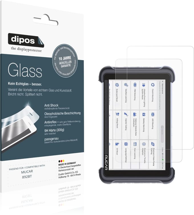 dipos – 2x Matte Pantserfolie geschikt voor MUCAR 892BT | 9H Screenprotector