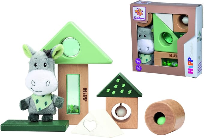 Eichhorn Baby Hipp Wooden Sound Blocks with Donkey Plush Toy