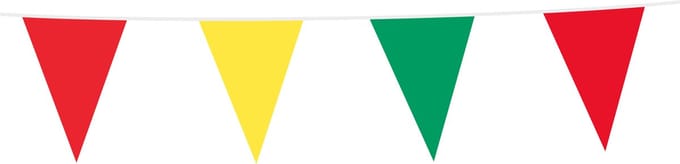Vlaggenlijn effen PE Rood-Geel-Groen Carnaval 10mtr.