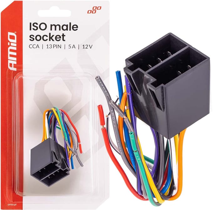 AMIO ISO Socket 13-Pin 12V 5A – ISO-Connector – CCA Auto Elektrische Stekker – AMIO-04445
