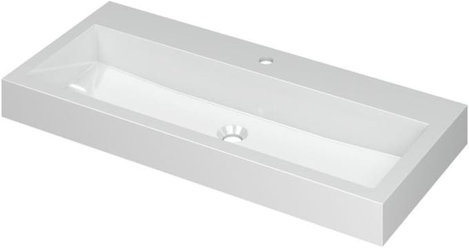 INK Momento Wastafel Polystone met 1 Kraangat - 1000x450x90 mm - Glans Wit