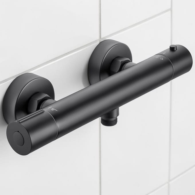 Auralum max Thermostatische Douchekraan - Hartafstand 150 mm - CoolTouch - Incl. koppelingen - Zwart