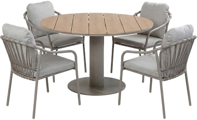 Tuinset Parijs/Tower | 4 personen | Rond 120 cm | Rope & Tecon Teak