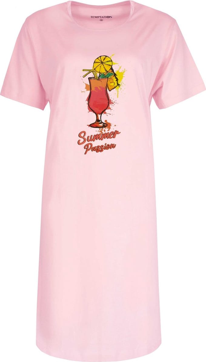 Temptation Dames Bigshirt - Summer Passion Print - Rose - Maat M