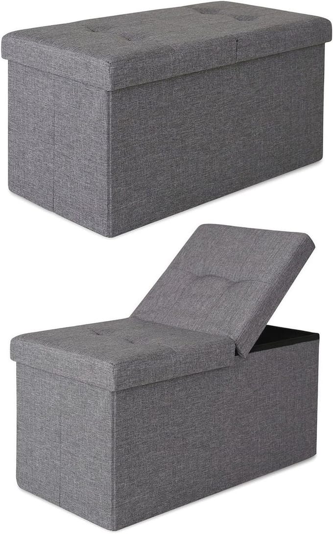 Opbergbank met Scharnierdeksel 76x38x38cm, Grijs