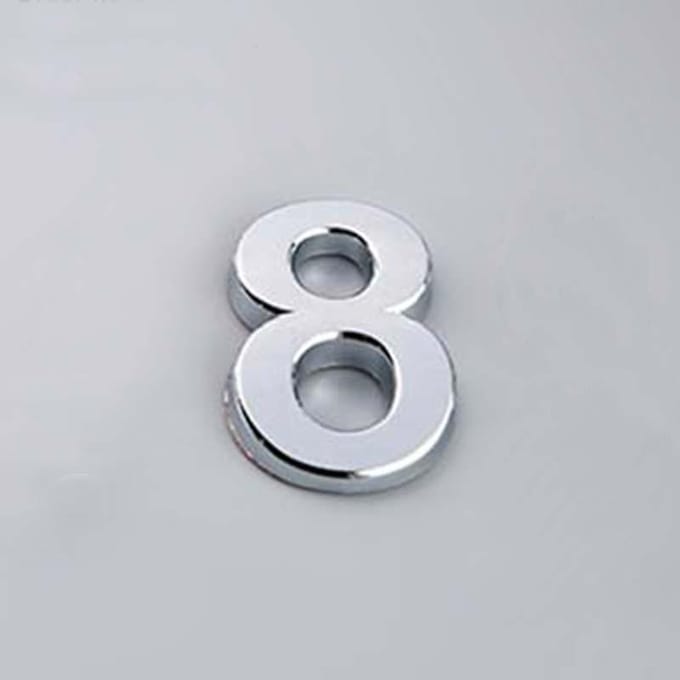 5CM 0-9 Teken Nummerplaat Cijfers Sticker Deur Adres Hotel Huis Modern Nummer Silver/8