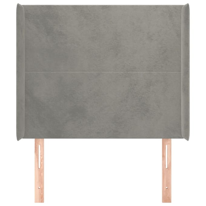 vidaXL - Hoofdbord - met - randen - 83x16x118/128 - cm - fluweel - lichtgrijs