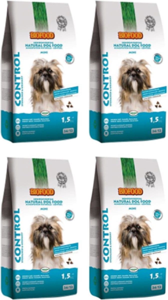4x Biofood Control Small Breed Tarwevrij - Hondenvoer - 1.5kg