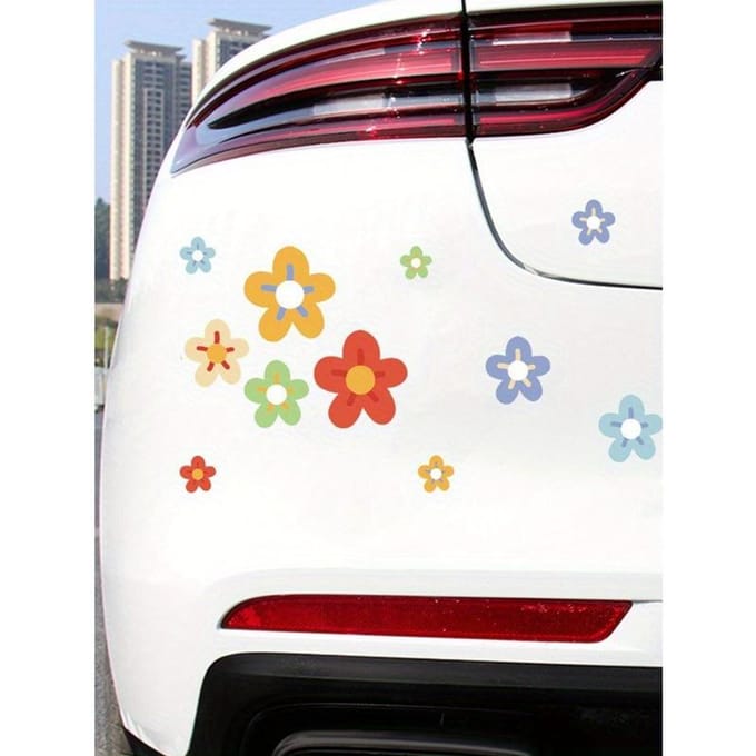 1 vel Autosticker met bloemenprint one-size veelkleurig