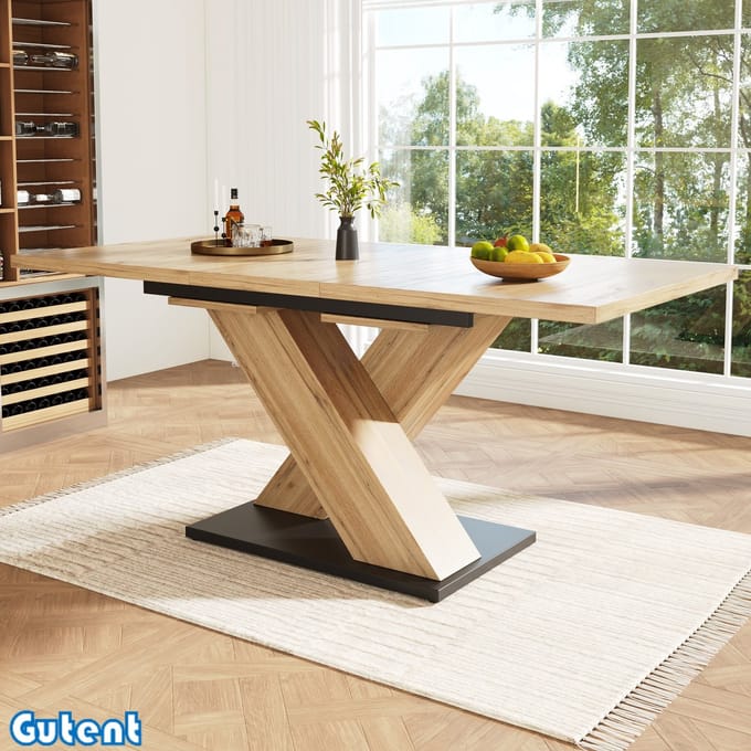 Gutent Uitschuifbare eettafel-119-158,5×80 cm-Houten eettafel