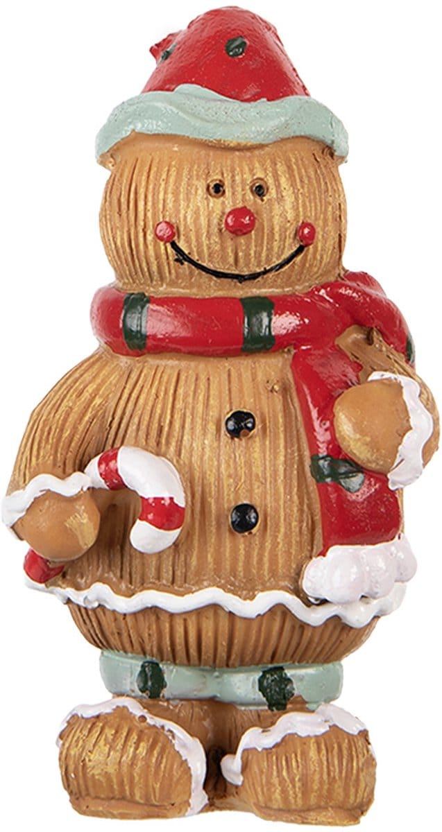 Clayre & Eef Kerstdecoratie Beeld Gingerbread man 5x4x9 cm Bruin Kunststof