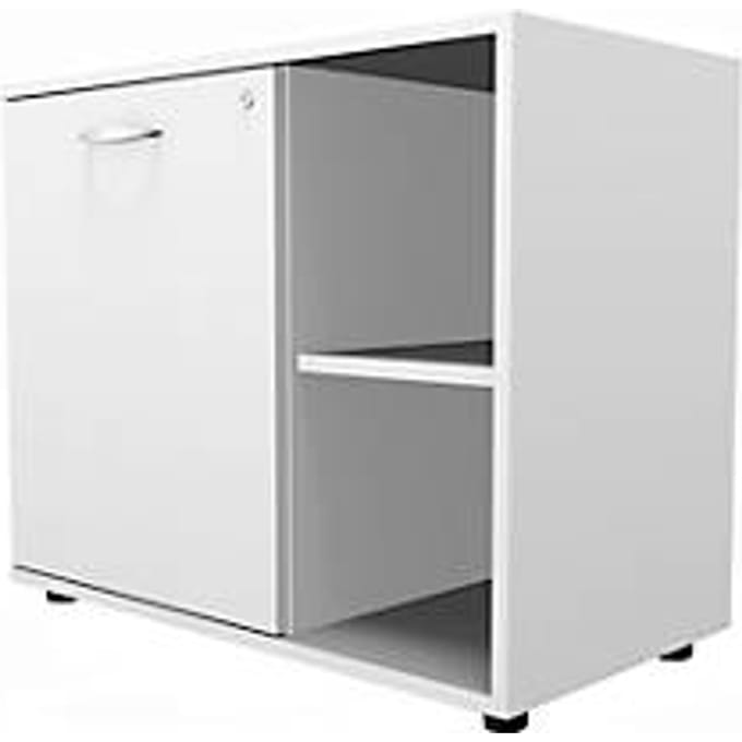 Schäfer Shop Select Sideboard, met draaideur, afsluitbaar, spaanplaat, B 800 x D 420 x H 663 mm, links verstelbaar, wit