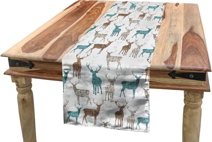 New Bed Hert Oude tekst Dieren Kerstmis Accent Rechthoekige Tafelrunner, 40cm x 300cm