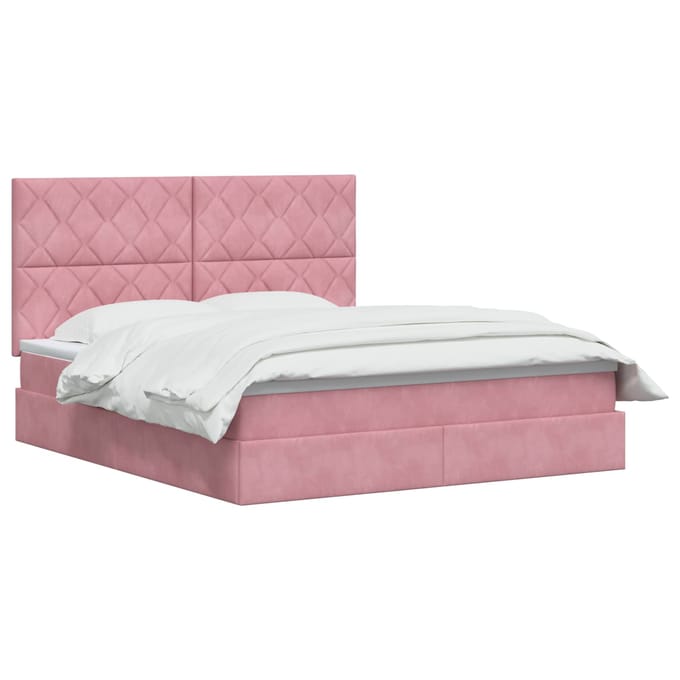 vidaXL - LED - opbergbed - met - matras - Roze - 180 - x - 200 - cm - Fluweel