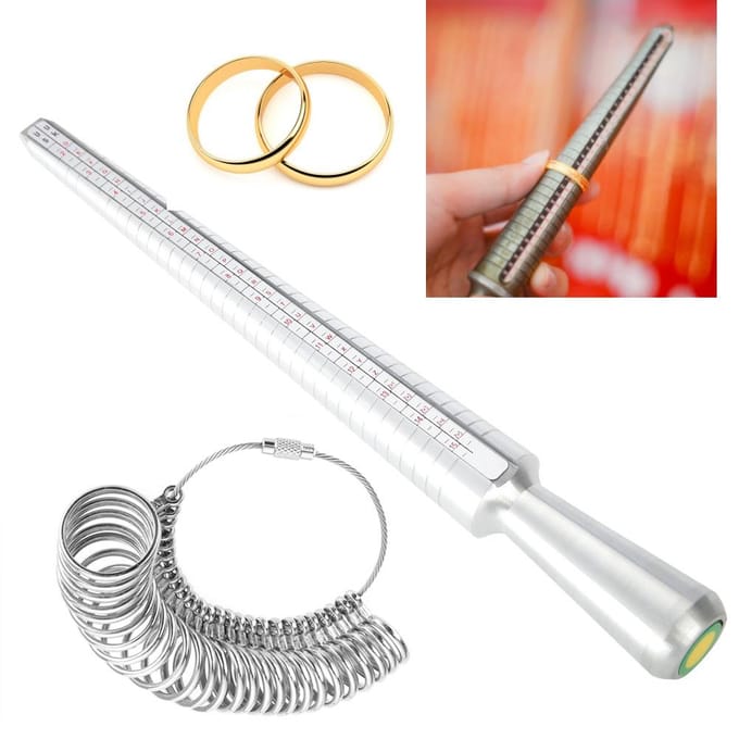 UK Maat Ringdoorn Stok Vingermaat Sizer Sieraden Meetgereedschap Set white