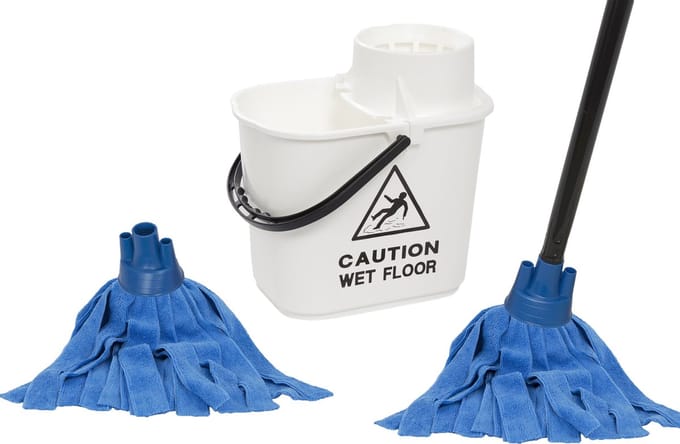 MAUS dweil mopset - 15 liter wit - Dweilsysteem - 2 microvezel dweilen - Reinig duurzaam - EU product