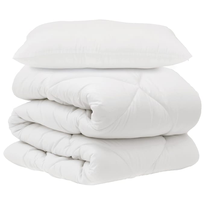 vidaXL - Deken - Set - met - kussen - 2 - st - Wit - Microvezel