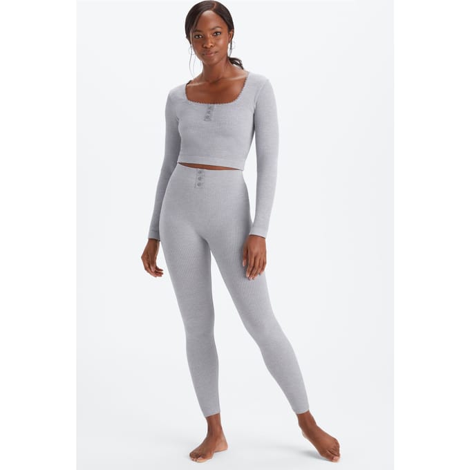 Fabletics Cable Knit 7/8 Classic Grey Heather/gravity Grey Taglia: L Short | Leggings Outlet | Donna | Grigio