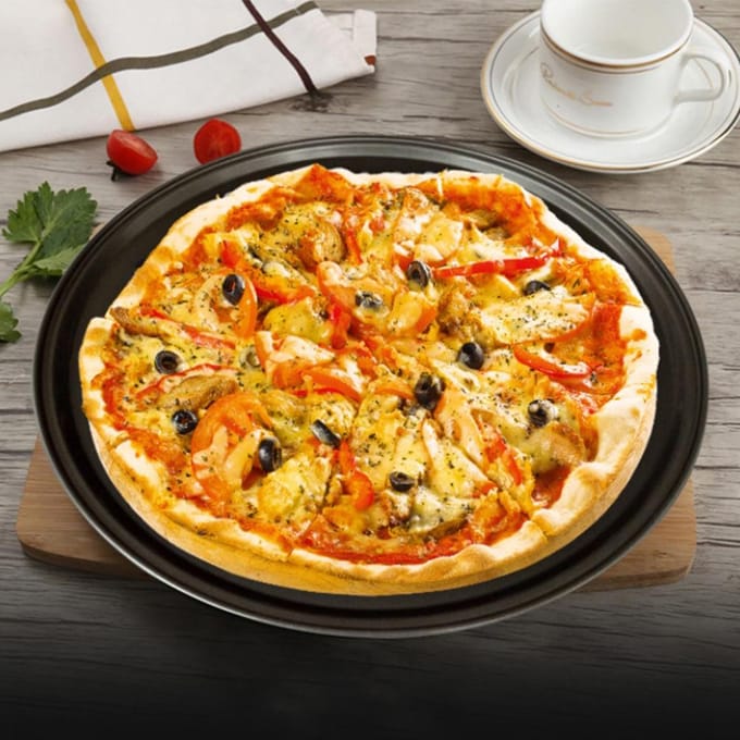Anti-aanbak Pizzapan Pizzaplaat Rond Pizzabakblik Sterk Bakgereedschap gray