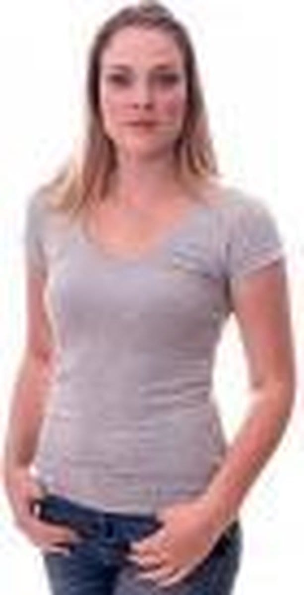 Claesen's® - Dames V-Neck T-Shirt Grijs SSN 8010-Grey Melee-M