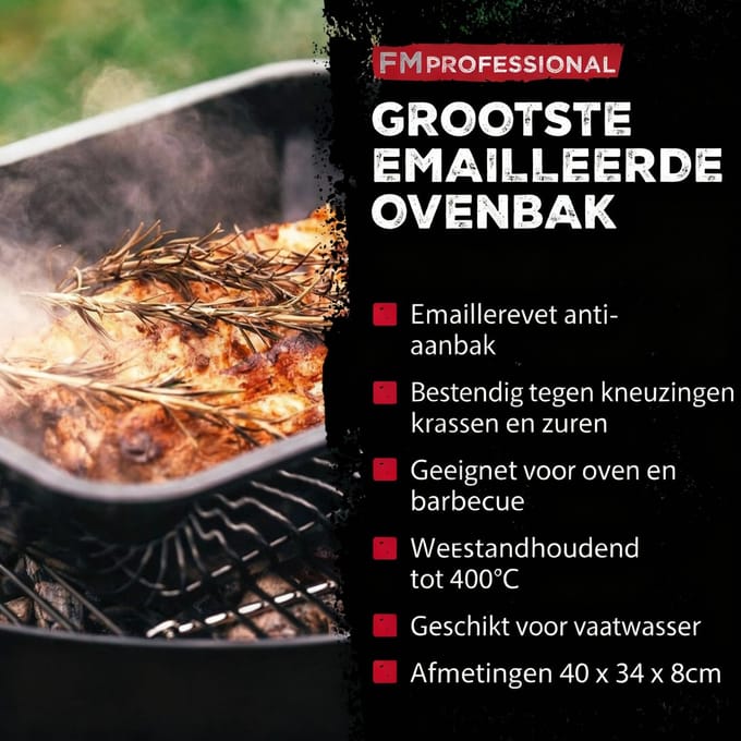 Ovenschaal van geëmailleerd staal 40 x 34 cm FM Professional Barbecue