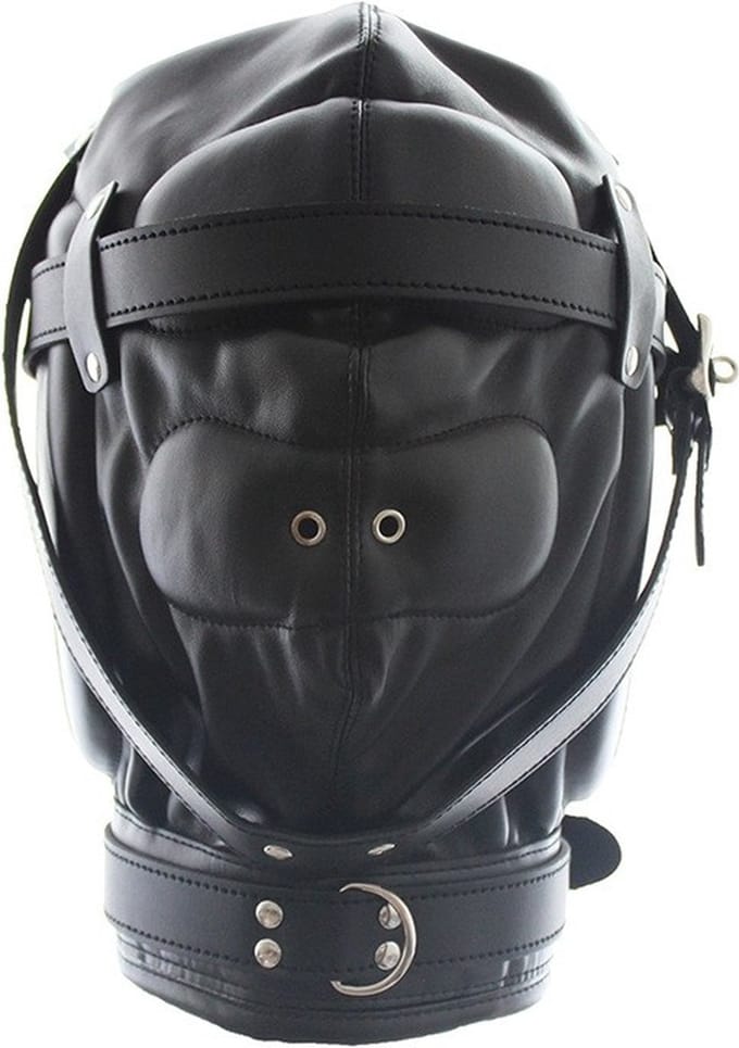 Nooitmeersaai - PU leren hoofdmasker met kussens - zwart