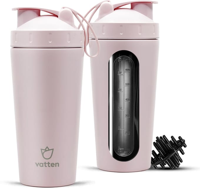 Vatten® Premium RVS Shakebeker - 700 ml - Lichtroze - Eiwitshaker - Proteïne Shaker - Smoothie Beker