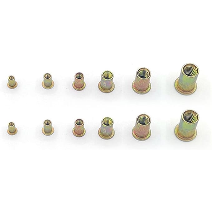 300 Stuks Klinkmoer Metrisch Keizerlijk Combinatieset Kleur Verzinkt Koolstofstaal M3‑M8