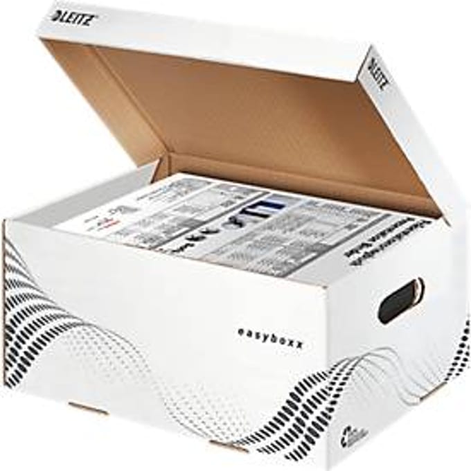 Opbergdozen easyboxx - gerecycled karton - S formaat - B 355 x D 252 x H 193 mm - wit - 10 stuks