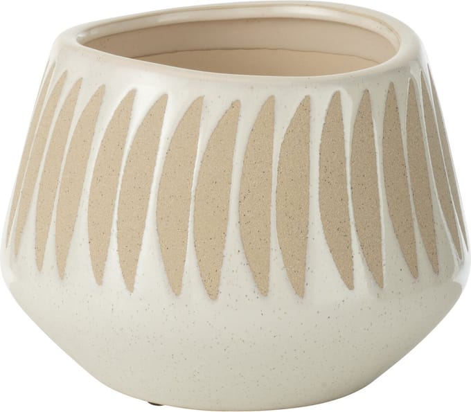 J-Line bloempot Kai - keramiek - beige/wit - large - Ø 20 cm