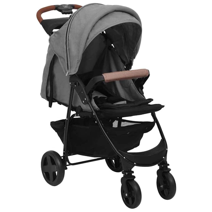 vidaXL - Kinderwagen - 3-in-1 - staal - lichtgrijs