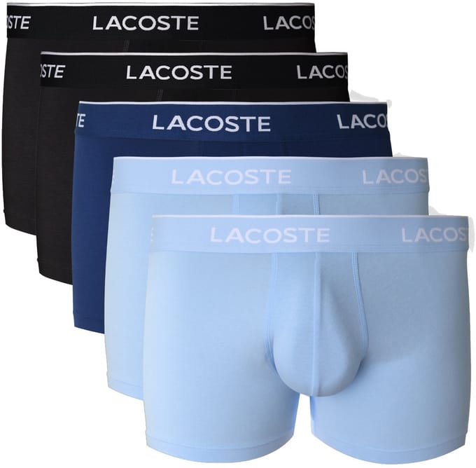Lacoste Heren Boxershorts Trunks 5-Pack Lichtblauw/Blauw/Navy Blauw - Maat L