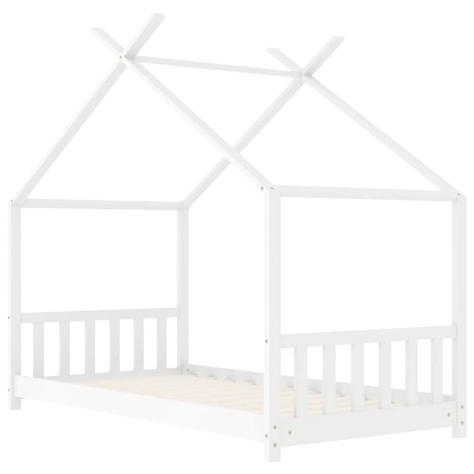 vidaXL - Kinderbedframe - massief - grenenhout - wit - 80x160 - cm