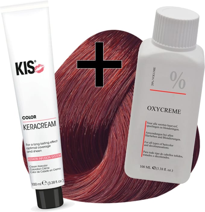KIS haarverfset - 7RV Licht rood violet  - haarverf & waterstofperoxide