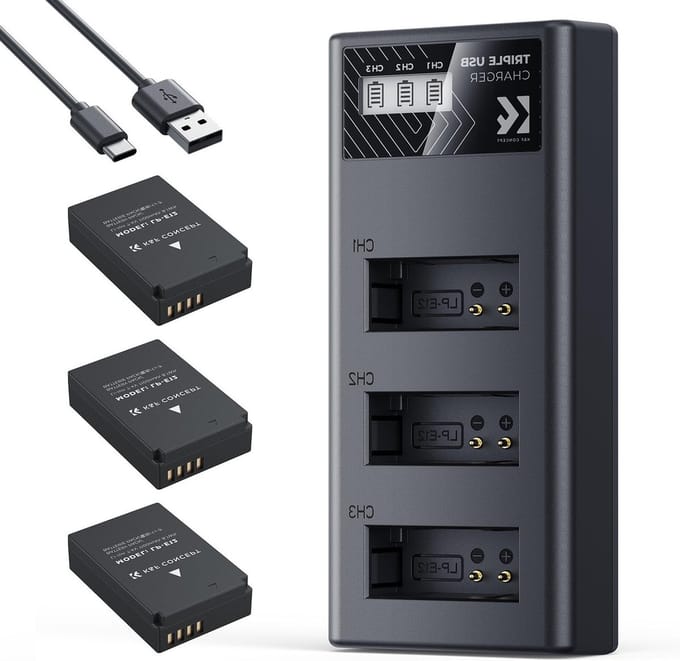 Oplaadbare LP-E12 Batterij met 3 Stuks, Geschikt voor Camera's, Lange Levensduur en Hoge Capaciteit